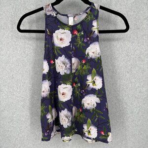 Oiselle Passport Racerback Tank Top Size 8 Purple Floral Print Lightweight Run